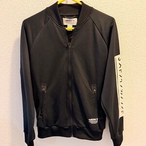 adidas Black Track Bomber Jacket with White Sleeve Stripe